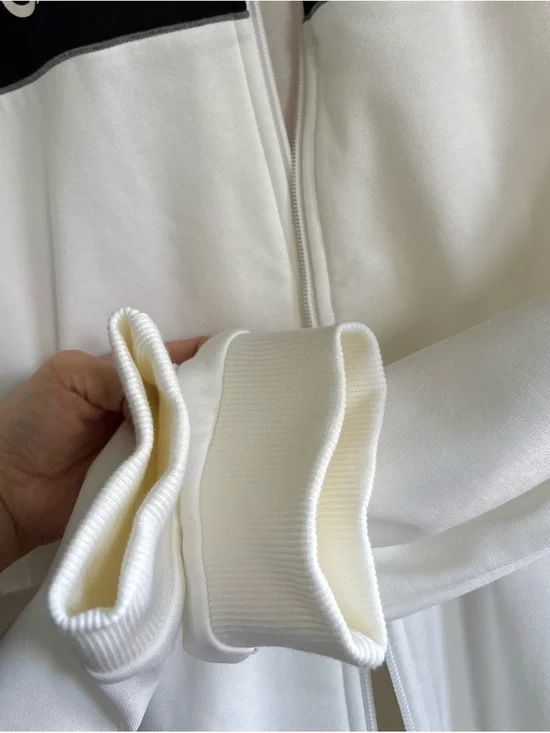 Calvin Klein Men’s White Zip-Up Jacket with Black Logo Panel, Large - Picture 4 of 9